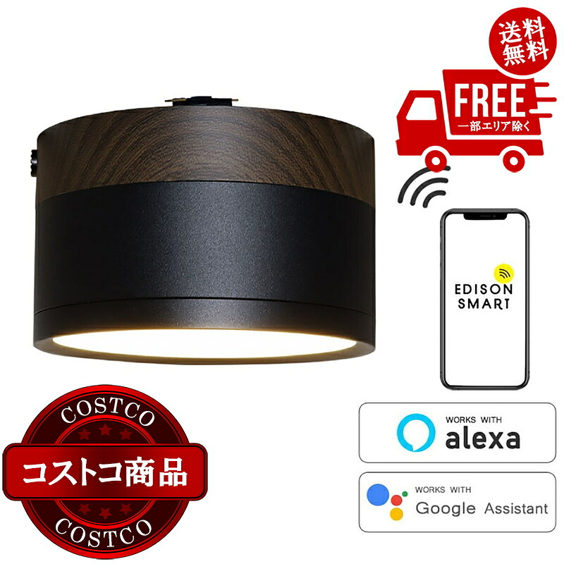 送料無料！(コストコ) Edison Smart（エジソンスマート）ウッド調 ミニシーリングライト for ダクトレール ウォールナットブラック　※ご注文後2-4日でお届けします