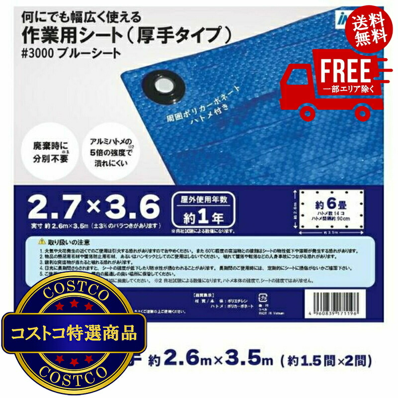 貨物輸送無料！(コストコ) アイネット #3000青色腰かけ 2.7 x 3.6m  15仕掛ける ※ご申しつける後5-14日でお届けします