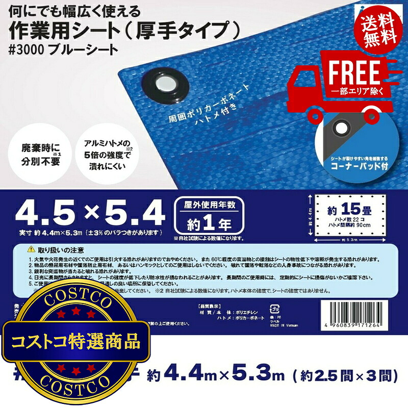 貨物輸送無料！(コストコ) アイネット #3000青色腰かけ 4.5 x 5.4m  6仕掛ける ※ご申しつける後5-14日でお届けします