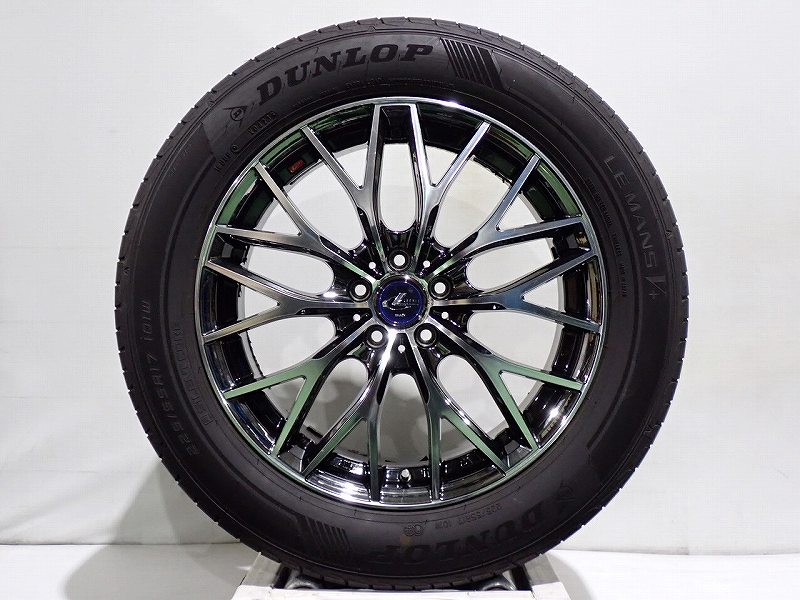 14日20時スタート!10%オフクーポン 【中古】225/55R17 サマータイヤ アルミホイール 4本セット ダンロップ ルマン5プラス 1770+47-5H100 ウェッズ レオニスMX ( 17インチ 225/55-17 )