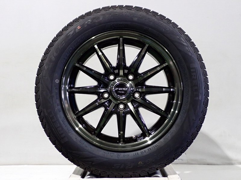 185/65R15 スタッドレスタイヤ アルミホイール 4本セット ピレリ アイスゼロ アシンメトリコ 1560+53-5H114.3 ジャパンサンヨウ JPスタイル バークレイ （ 15インチ アウトレット 未使用 185/65-15 ）｜ジェームス・リセールガレージ 40,040円
