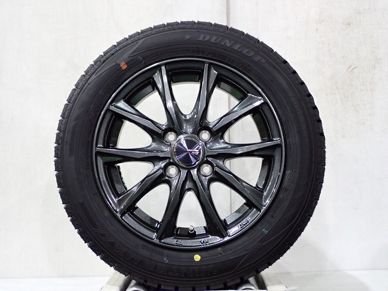 165/65R14 スタッドレスタイヤ アルミホイール 4本セット ダンロップ ウインターマックスWM02 1455+38-4H100 BARRAZ ( 14インチ アウトレット 未使用 165/65-14 )|ジェームス・リセールガレージ