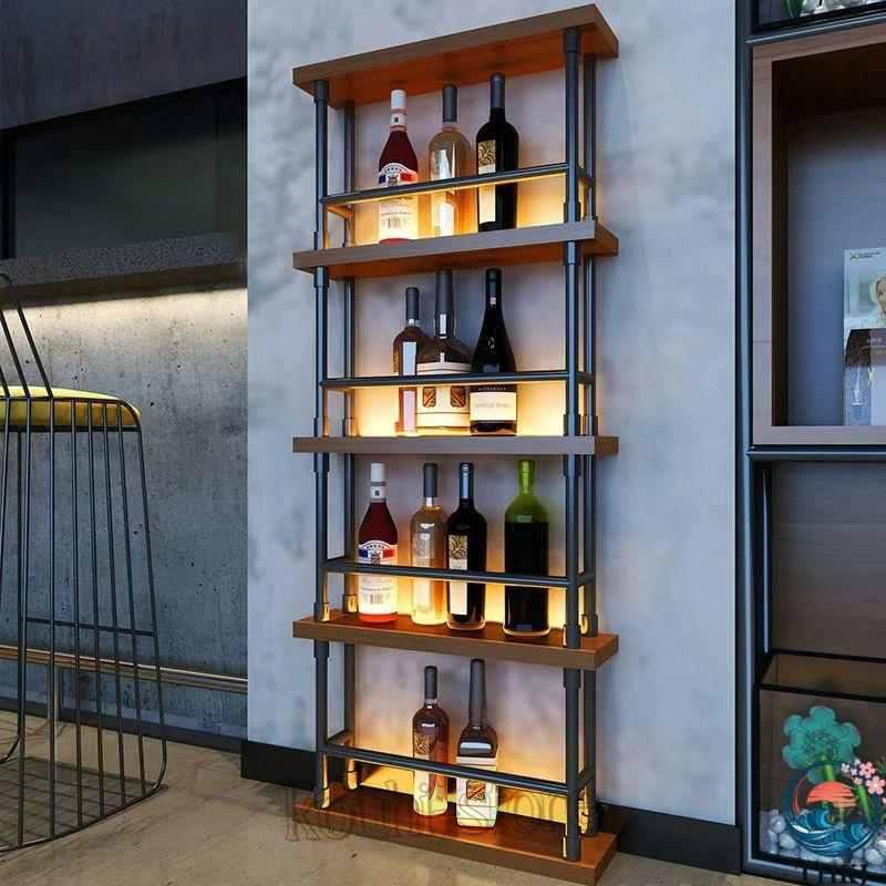 酒棚 見せびらかす ウィスキー 棚 鉄骨と生まれながらの実木を成りたち合 精神的な統合飾り気の無い 照度なし ウィスキー納める棚 ぶどう酒見せびらかす棚 赤ちょうちん用 ス