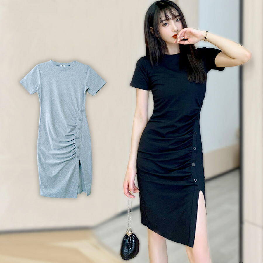 リボン ワンピース ショート丈 半袖 大人かわいい スリム 韓国 リボン ワンピース ショート丈 半袖 大人かわいい スリム 韓国