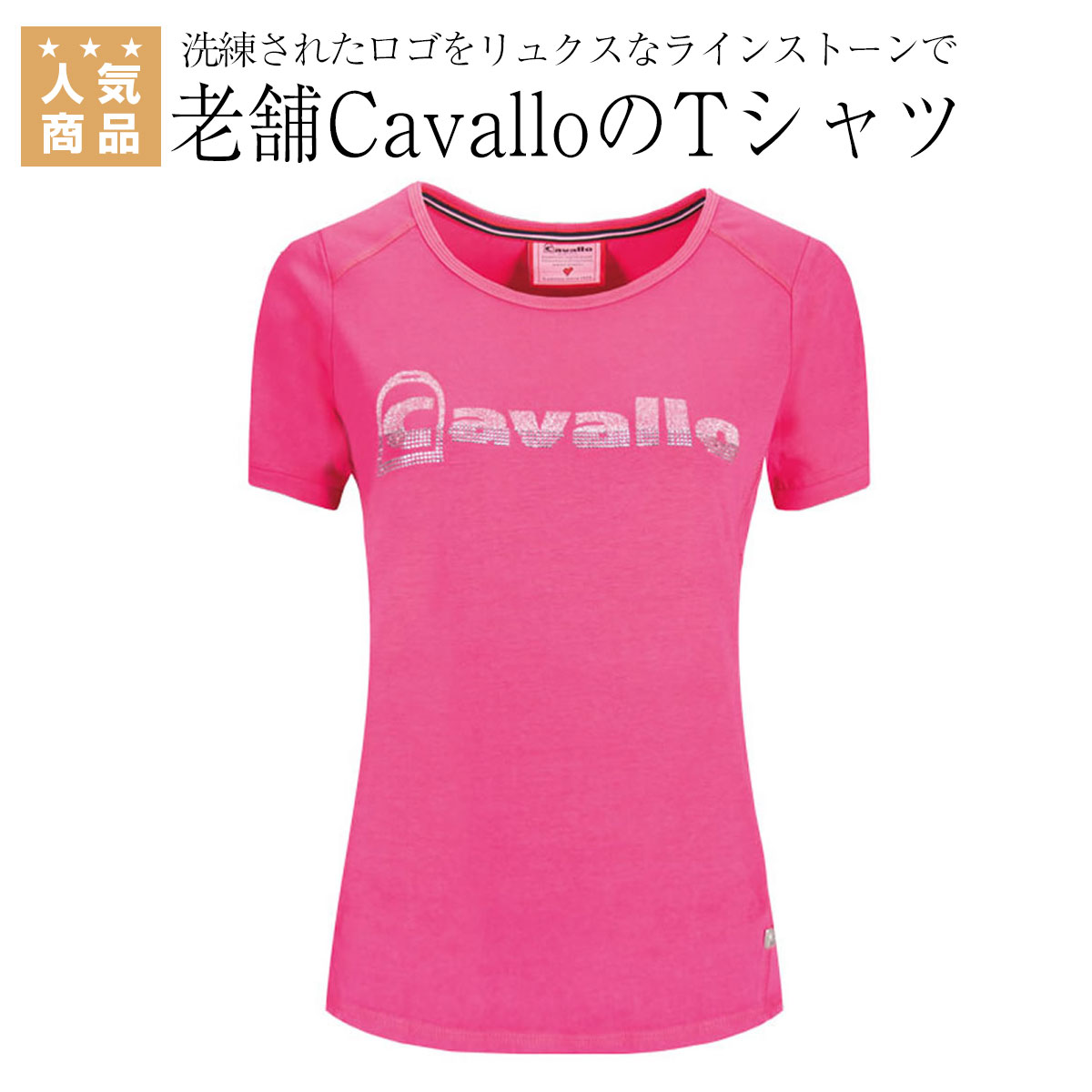 月間優良ショップ 乗馬 乗馬 ポロシャツ Tシャツ ティーシャツ 乗馬用ウエア Tシャツ Cavallo パンデュール サイドライン 乗馬用品 Tシャツ レディース 乗馬用品 馬具 乗馬用品専門店ジョセスssのヘビロテ間違いなし 鐙の意匠がある洗練されたロゴをリュクスな