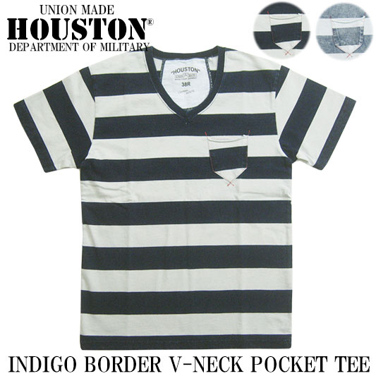 【楽天市場】HOUSTON ヒューストン インディゴボーダー Vネック ポケット 半袖Tシャツ 21336：カジュアルショップJOE