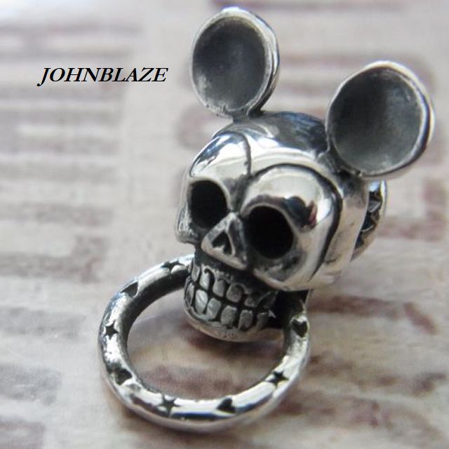 シルバー925製 スカル柄 Tバー ウォレットパーツ カスタム