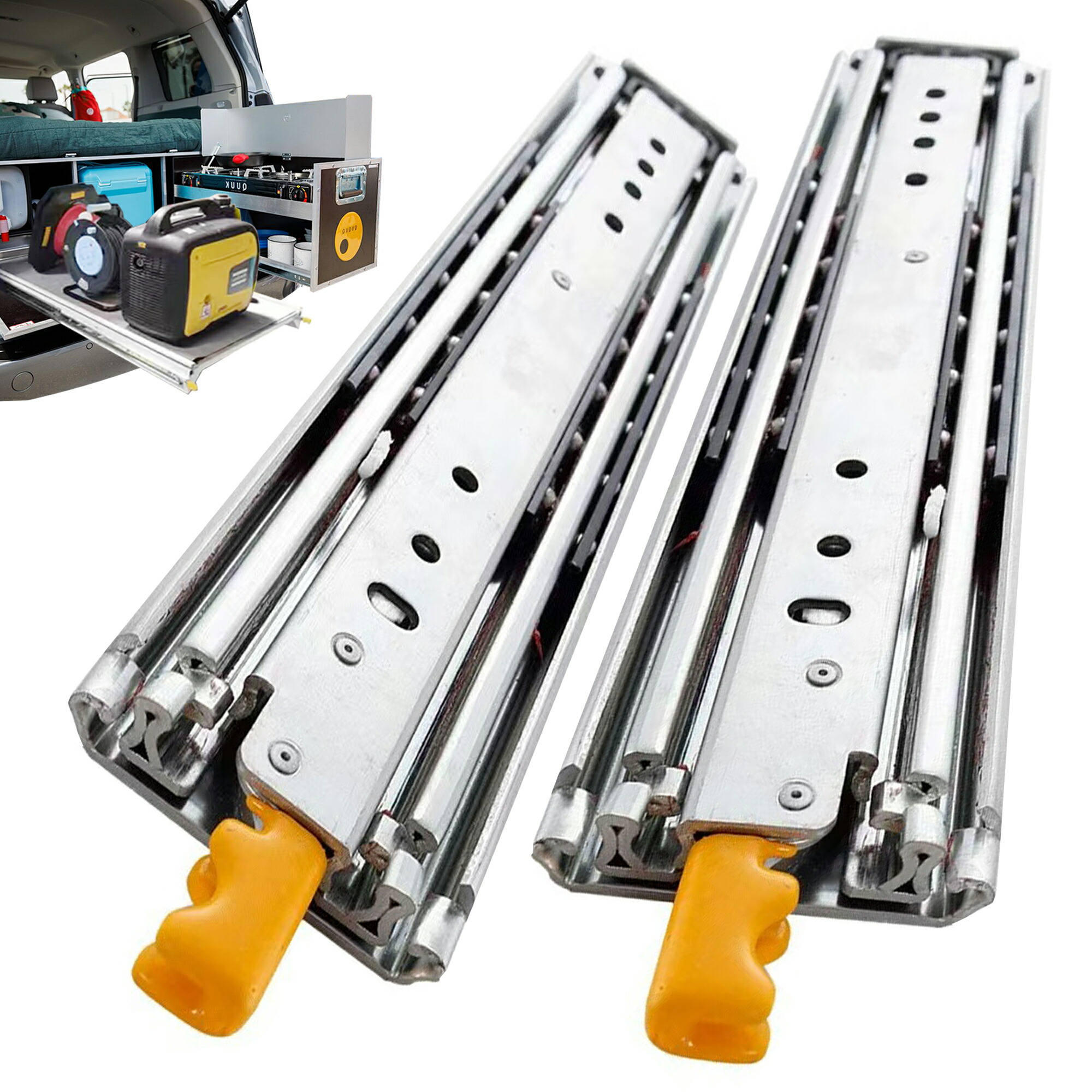 Johnlife 超重量スライドレール 引き出し レール 1500mm~300mm ロック付き ハイエース 車改造スライドレール 棚 レール 左右1セット DIY 幅67mm 幅53mm 最大耐荷重220kg 頑丈 耐久性