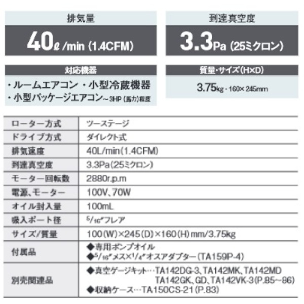 TASCO イチネンタスコ ウルトラミニ真空ポンプ デジタル真空ゲージ