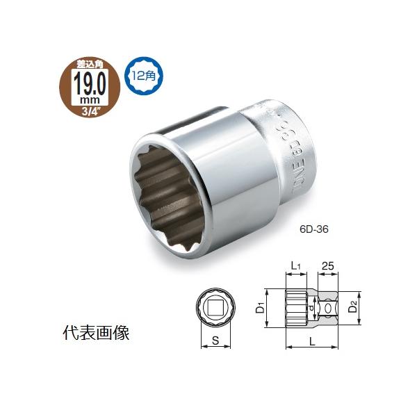 TONE 前田金属工業 ソケット 12角 6D-65【1223852】