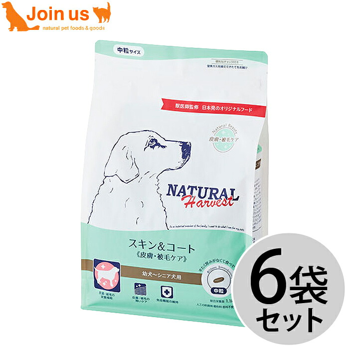 ナチュラルハーベスト スキン＆コート《皮膚・被毛ケア》 1.1kg×6袋 犬 ドッグフード 幼犬 成犬 シニア犬 【ポイント10倍】