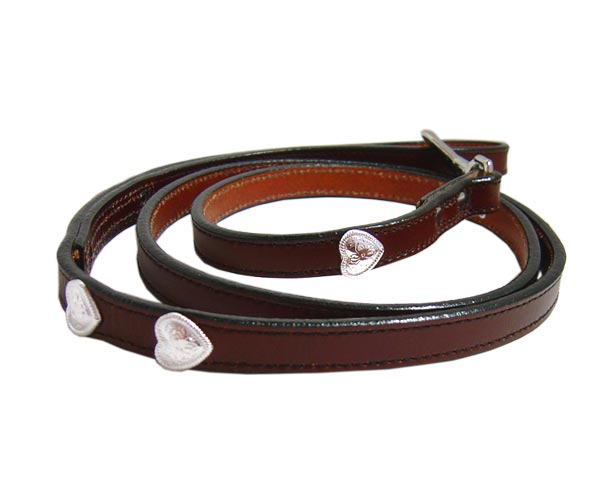 【Woof Wear】 本革リード/ハート×ブラウン 幅1.2cm/長さ120cm 【送料無料】