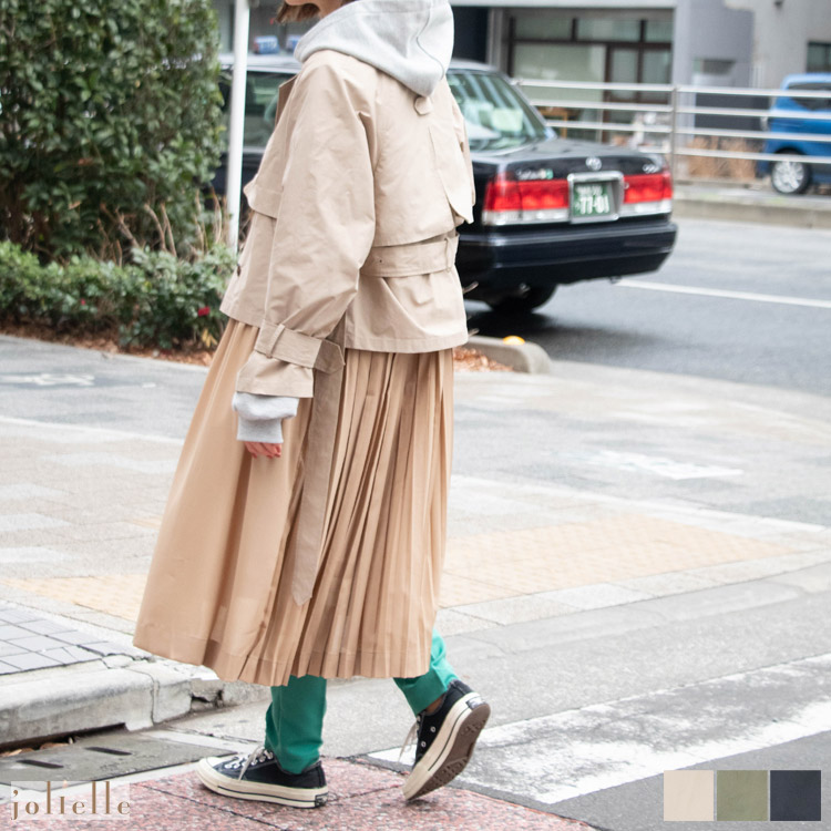 楽天市場 スーパーセール50 Off 定価10 000 5 000円 半額以下 バックプリーツトレンチコート トレンチコート スプリングコート バック プリーツ デザイン バックデザイン 異素材 春 Spring 春アウター 春トレンチ アウター 春カラー Jolielle ジョリエル