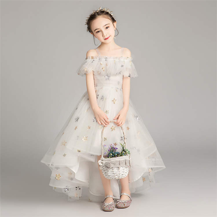 キッズドレス 結婚式 ドレス ワンピース 子供服 オフショルダー 肩出し パーディードレス 子供ワンピース 子供ドレス 結婚式 発表会 プリンセス ガールズ マキシ丈 ピアノ 可愛い 女児 女の子 ノースリーブ 夏 秋 チュールスカート プレゼント 星 Tz 060