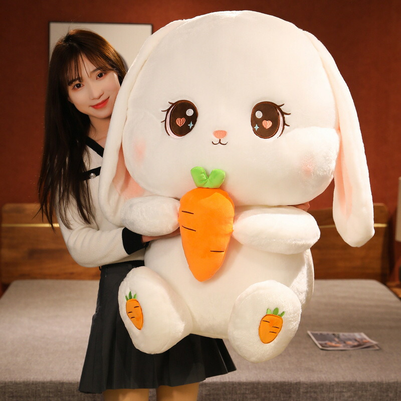 【80糎】貨物輸送無料 ぬいぐるみ rabbit 兔 家兎  馬鹿でかい 抱き枕 座蒲団 室内装飾 小わっぱ 手あそび 毛の荒物 好いたらしい 兎 人参 気味合い似つかわしい 人蔘 にんじん 意中の女に ふわふわで癒される もの柔らか  差し上げ物 差し上げ物 c-wanou-9562-gg