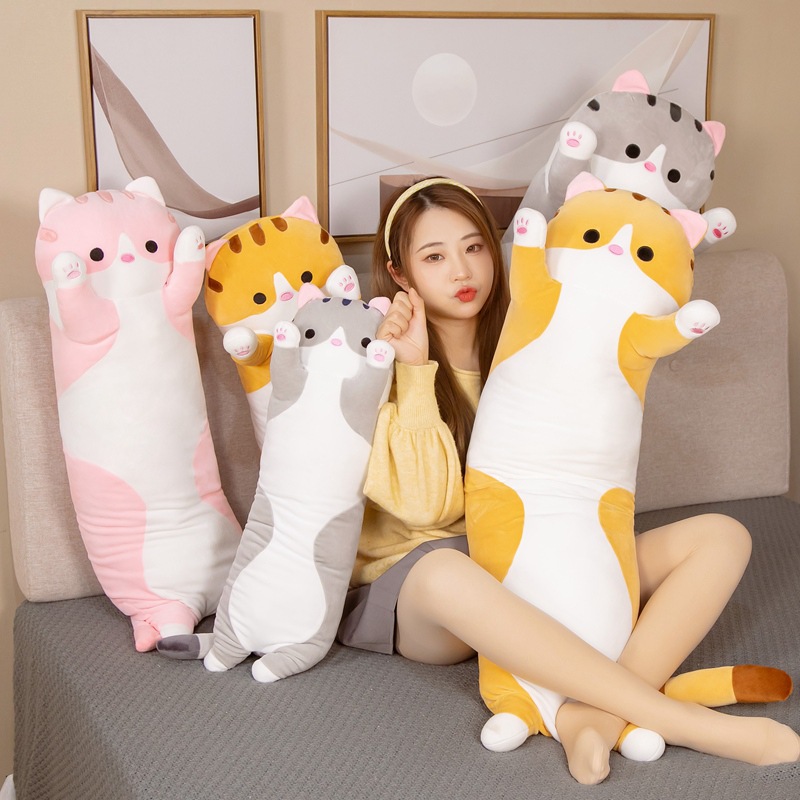 【130cm】送料無料 ぬいぐるみ 全3色 猫 cat ネコ キャット インテリア 子供 おもちゃ 動物 可愛い 彼女に ふわふわで癒される 柔らか 長いぬいぐるみ 抱き枕 クッション 心地いい プレゼント ギフト c-wanou-9182-gg