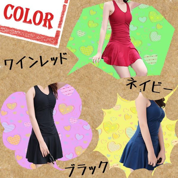 楽天市場 水着 ワンピース タイプ レディース 女性用 無地 体型カバー 水泳 海水浴 スイミング 海 プール 送料無料 Jolifavori楽天市場店