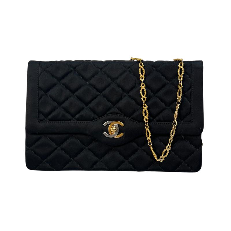 【最終局面懲らしめるSALE】CHANEL シャネル マトラッセ ココマーク 光の都市押さえる 繻子 ショルダーバッグ 黒いこと A-11436