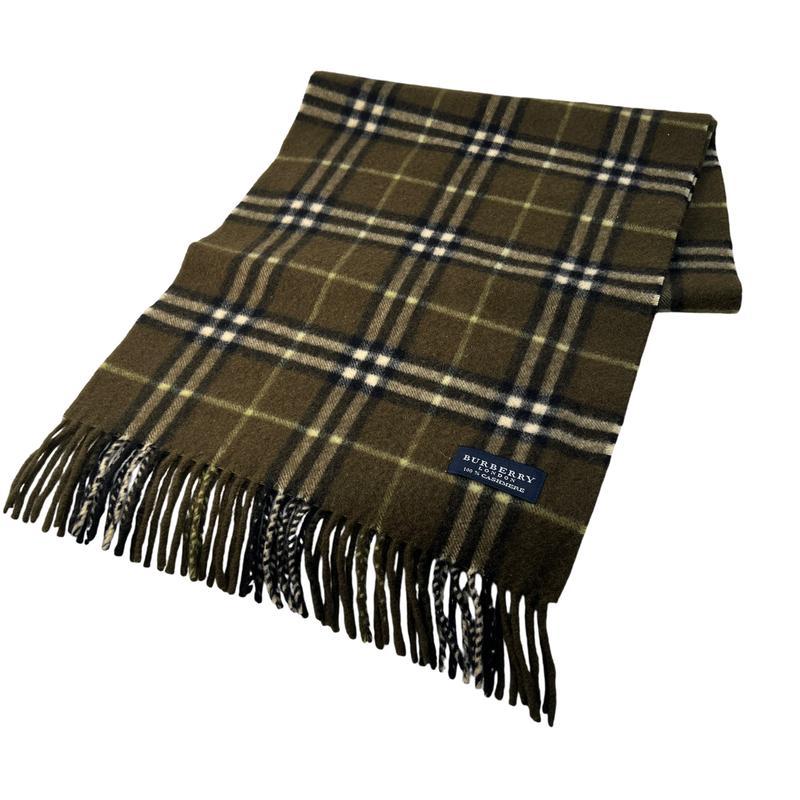 【最終局面懲らしめるSALE】BURBERRY ノバチェック カシミヤ えり巻き 緑であること A-11566