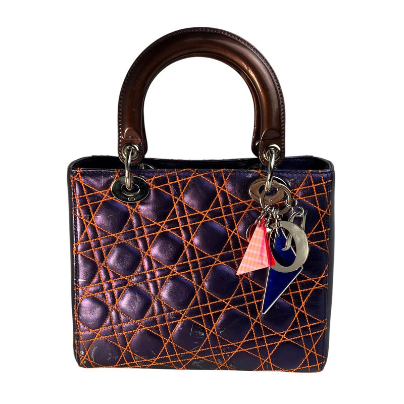 Dior レディディオール ２WAYカナージュ レザーショルダーバッグ パープル A-12112 103,500円