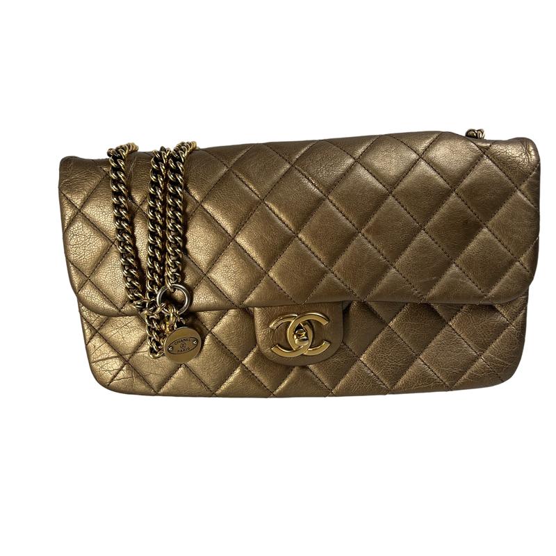 CHANEL シャネル マトラッセ ココマーク なめし革 ショルダーバッグ ゴールド A-13076