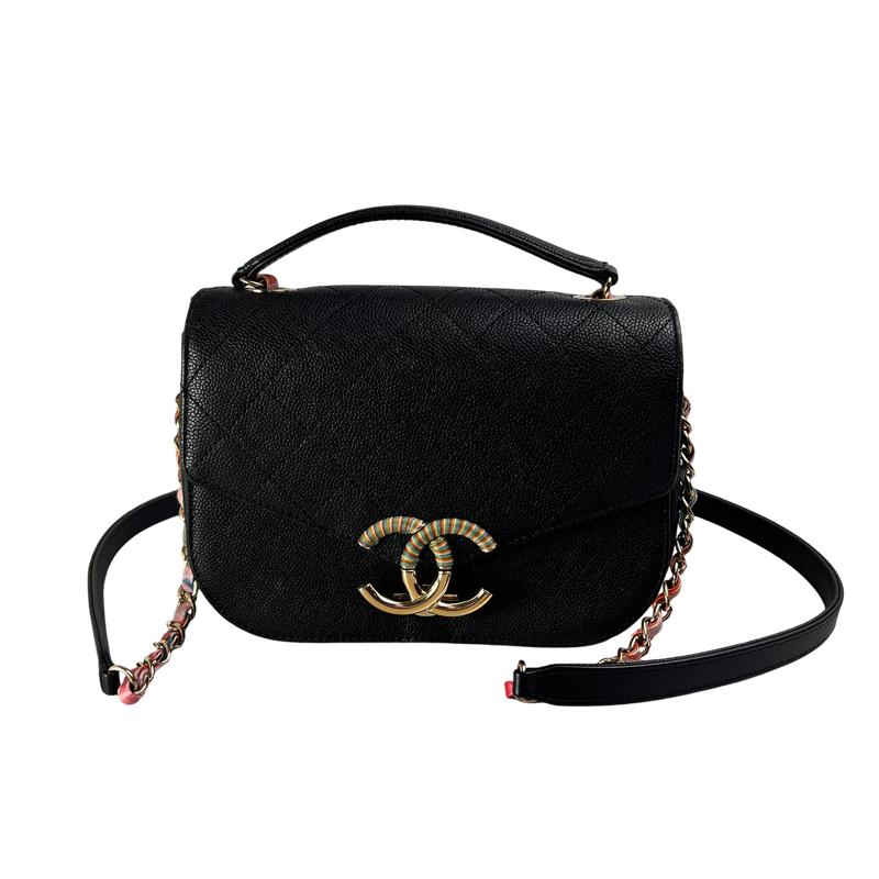 CHANEL シャネル マトラッセ ココマーク カーフスキン ショルダーバッグ 黒いこと A-13046
