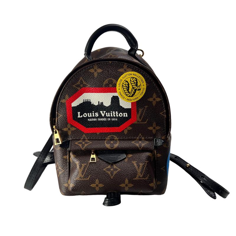 LOUIS VUITTON ルイヴィトン ミニ モノグラムワールドツアー なめし革 うしろ側容器に並べる・背嚢 赤銅色 A-13308