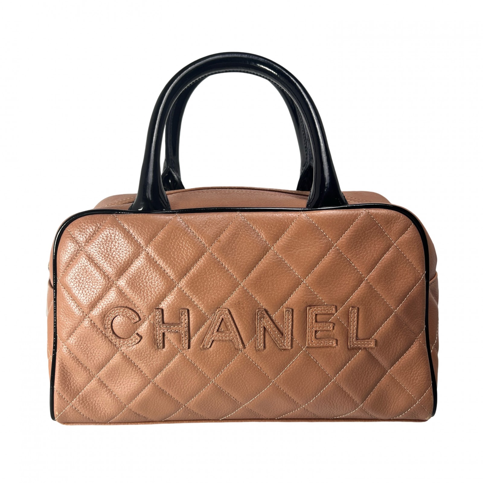 CHANEL シャネル ロゴミニボストン キャビアひと肌 ハンドバック さくら色 A-14036