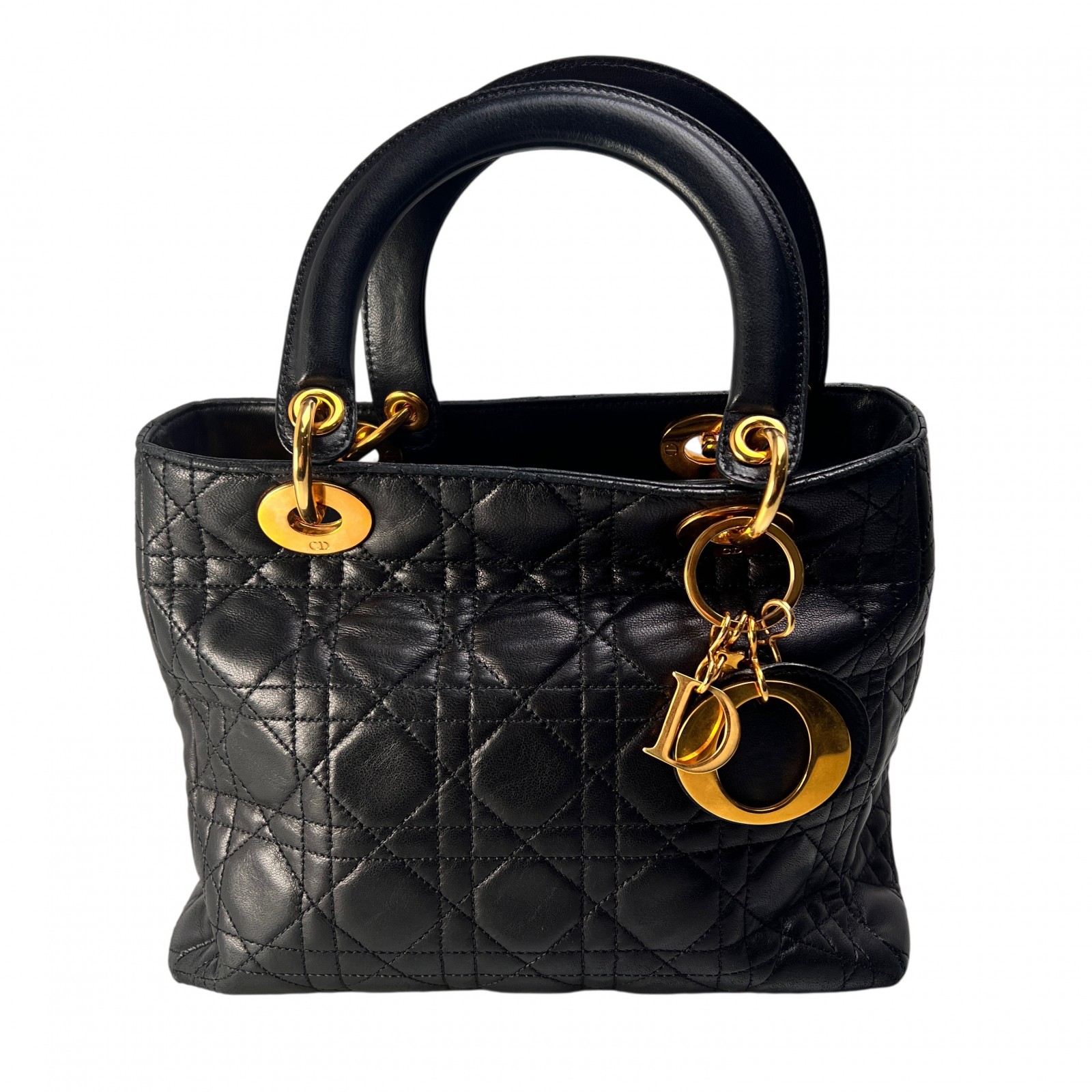 DIOR クリスチャンディオール レディディオール 並み並み カナージュ  ハンドバック 黒 A-14122