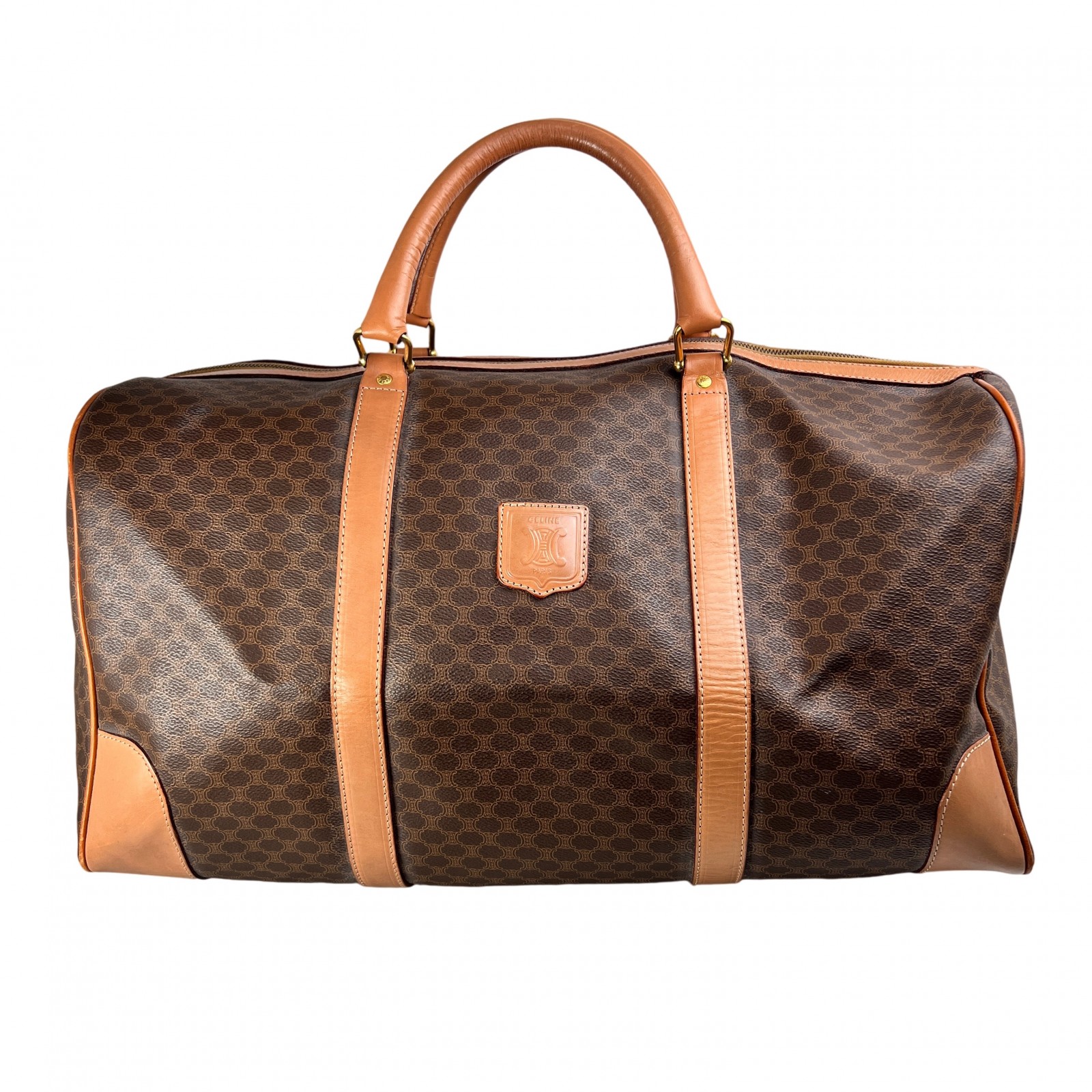 CELINE セリーヌ マカダム レザー ボストンバッグ ブラウン A-13719|JOLIJOU