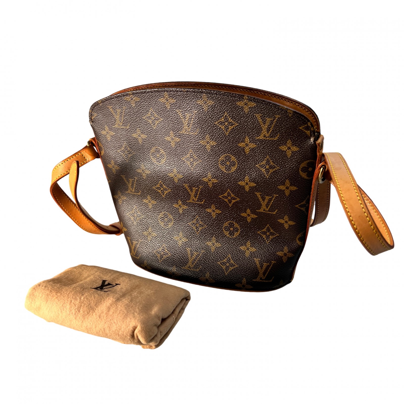 LOUIS VUITTON ヴィトン モノグラム　ドルーオ レザー ショルダーバッグ ブラウン A-15370｜JOLIJOU