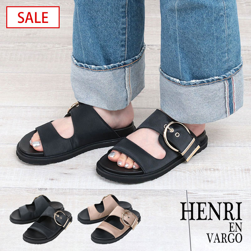 【SALE】 HENRI EN VARGO ヘンリエンヴァーゴ TAMARA 251118 サンダル ｜ サテン　バックル 光沢感 フェミニン 春 夏 履きやすい カジュアル きれいめ トレンド 人気 レディース 日本製 正規品【▼30】