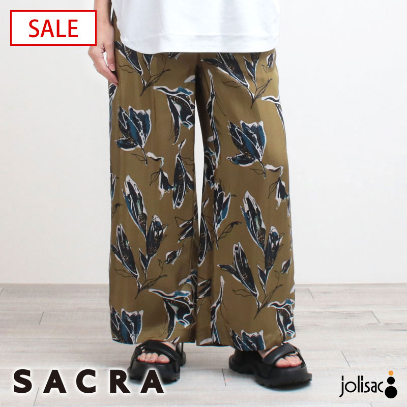 【SALE 20%OFF】【正規販売店】SACRA サクラ FLORAパンツ 25FALL 125519112 | ワイドパンツ プリント オリジナル 花柄モチーフ リラックススタイル 着心地 セットアップ 新作 ブランド 正規品【▼20】