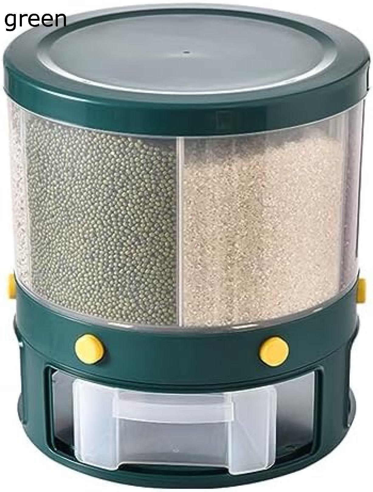 6グリッド 回転米バケツドライフードディスペンサー 米および 穀物保存容器 防塵防湿米容器 360度回転円形米保存容器 パントリーカウンタートップ用｜Libre777