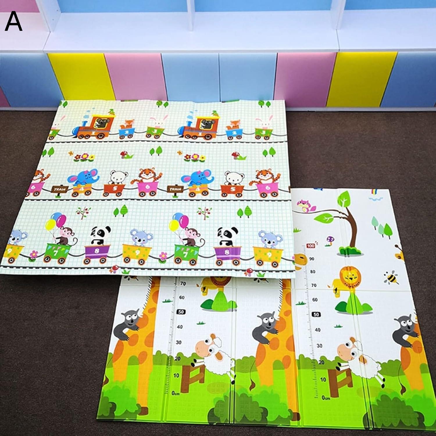 ベビーマット 200*180*1.5cm 折り畳み式 子供 薄手 遊び 学べる キッズ用プレイマット プレイマット おしゃれ 可愛い 清掃簡単 転倒防止 収納 安全 無毒 無味 出産祝い ルームマット フロアマット 自宅＆外遊び 遊べる お昼寝マット プレゼン