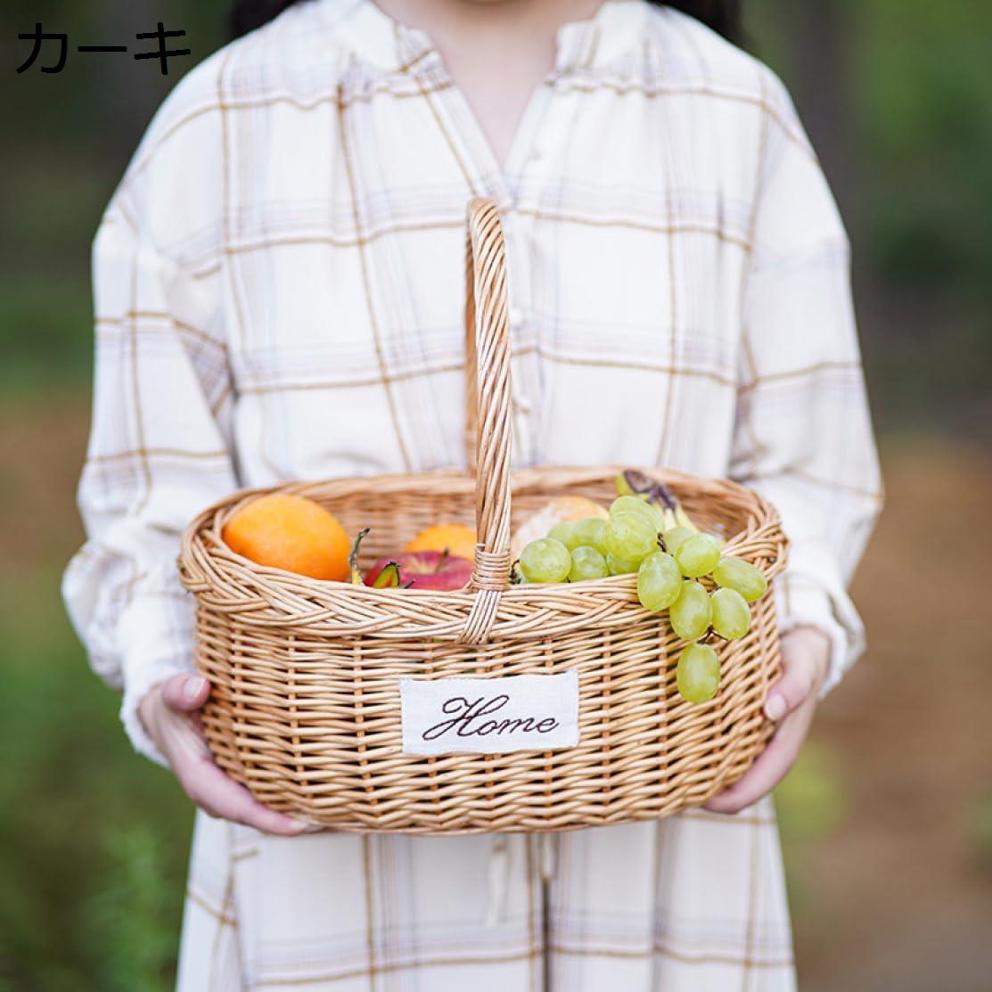 かご バスケット キッチン収納 収納用品 編み 持ち手付き 収納ボックス ピクニック バスケット 北欧風 雑貨収納 S 小物収納 おしゃれ ブラウン2 メイク かごバッグ 籐 生理用品 収納 メイクボックス 持ち運び 籠バッグ ピクニックバスケット カゴ