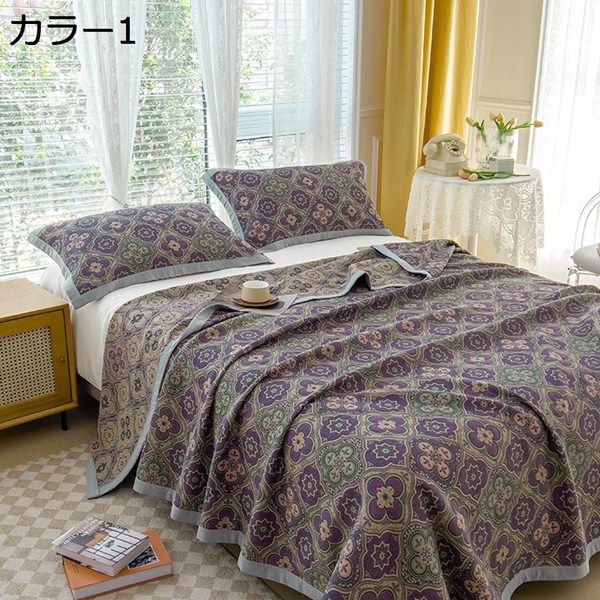 ガーゼ毛布 タオルケット 3点仕掛ける 枕押しかぶせる 毛布 北欧 花柄 パステル色の シングル 綿100% 夏用 軽さ 南国風 大判 肩掛け 吸湿 通気速乾 キルト毛布 洗える 睡眠時間用 事務所 冷房装置打つ手 差し上げ物 四季当て嵌める インテリア・寝具・収納-毛布・ブランケット