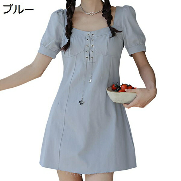 ワンピース レディース 夏 ミニ 半袖 ドレス S～XL 無地 可愛い おしゃれ 柔らかい 着痩せ 普段着 日常 通学 通勤 カジュアル ゆったり 学院風 裏地なし サマードレス リゾートワンピース