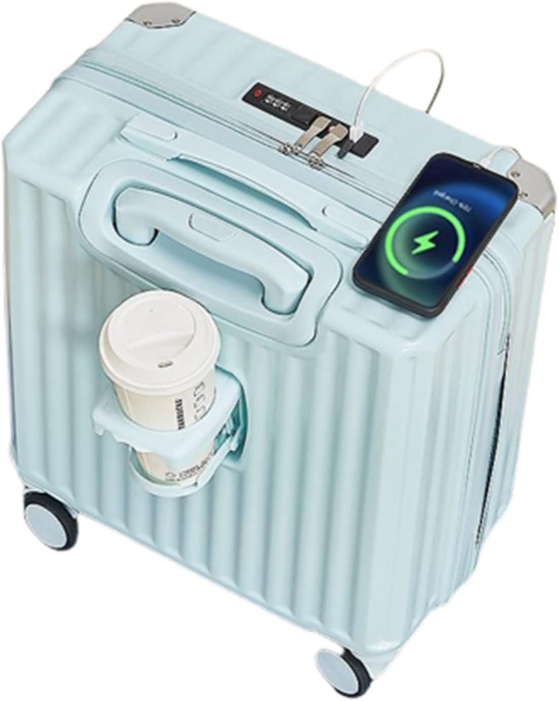 スーツケース キャリーケース 機内持ち込み 30L キャリーバッグ USB充電口 ファスナー式 超軽量 小型 耐衝撃 静音 ダブルキャスター 360度回転 旅行 ビジネス 出張 ブルー SSサイズ(1|Libre777