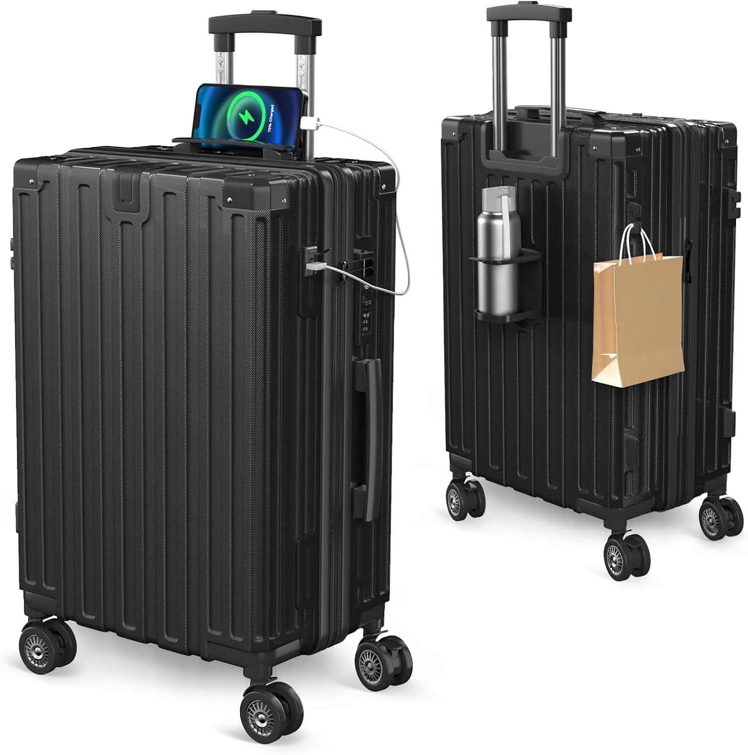 旅行バッグ 押しひろげる役立つこと付 ストッパー付き添い人 持ちはこび入れもの USB界面付き添い人 優勝杯保持者付き添い人 超軽さ キャリーバッグ つつみ隠し引っかかり付き添い人 耐衝撃 大型 静音 ダブルキャスター TSAローク積み上げる ファスナ