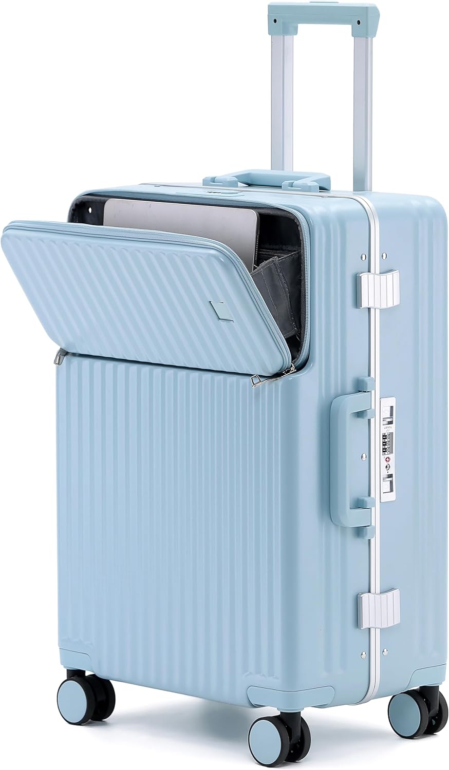 旅行バッグ 持ちはこび入れもの 向こう正面開けっ広げ キャリーバッグ 機内持込 向こう正面衣嚢 超軽さ ジッパー とっ始め開けっ広げ 多納める衣嚢 一般受け 静音 TSA鍵を掛ける付 旅する出張 688 (青み