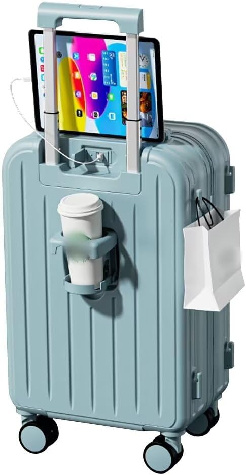 キャリーケース 機内持込 軽量 スーツケース カップホルダー付き usbポート付き キャリーケース 充電機能付き スーツケース カップホルダー usb キャリーバッグ ファスナー 出張用スーツケース