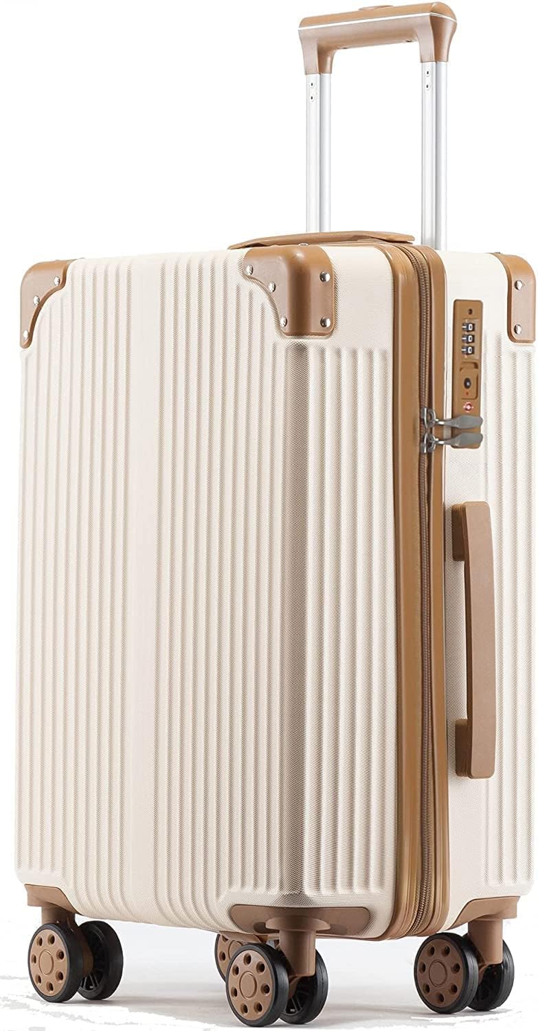 旅行バッグ キャリーバッグ 持ちはこび入れもの 機内持込 TSAローク積み上げる 超軽さ 大型 静音 ダブルキャスター 耐衝撃 360度回転させる906 (S大きさ/1-3泊/41L/機内持込  ベージュー)