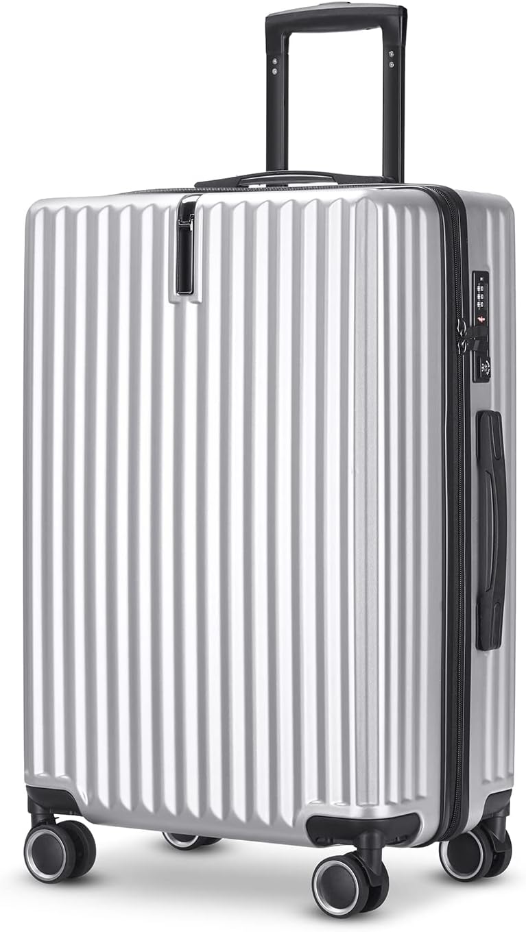 旅行バッグ 機内持込 持ちはこび入れもの キャリーバッグ TSAローク 軽さ 大型 静音 ダブルキャスター 耐衝撃 360度回転させる 積み上げる 旅する 商行為 出張 S大きさ(機内持込) (Silver  Sm