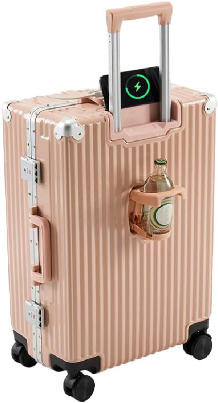 スーツケース フレームタイプ USBポート付き キャリーケース Sサイズ 43L 機内持ち込み 7カラー選ぶ 1-3日用 泊まる カップホルダー付き 軽量 大容量 多収納ポケット トランク 旅行 GO