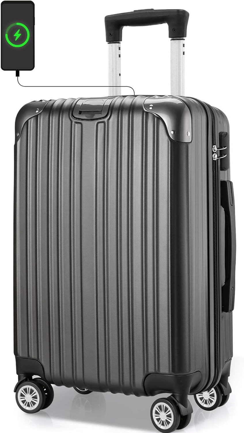 持ちはこび入れもの 旅行バッグ USB界面付き添い人 キャリーバッグ 押しひろげる役立つこと付き添い人 超軽さ 機内持ち込み可 静音 ダブルキャスター 耐衝撃 360度回転させる ストッパー付き添い人旅行バッグ ジッパー式 旅する ビジ