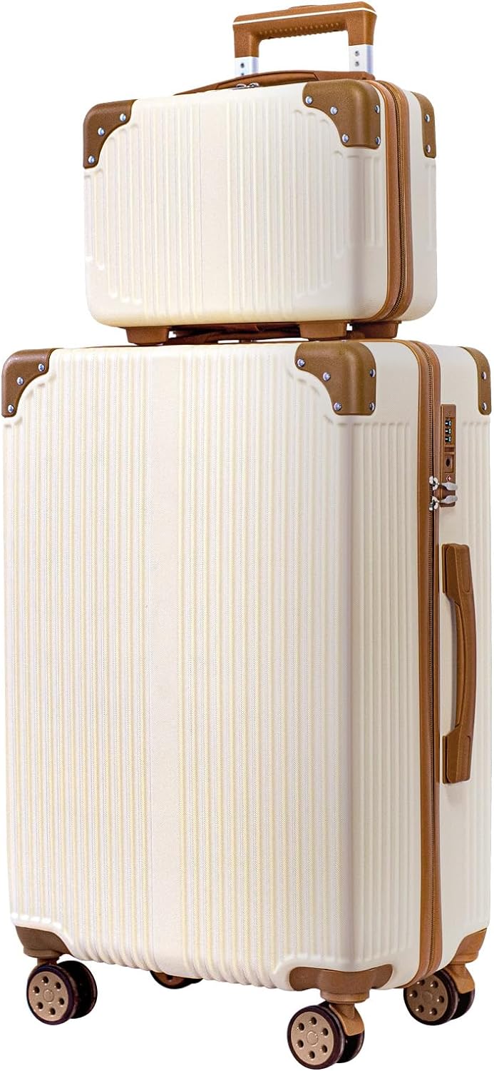旅行バッグ キャリーバッグ 持ちはこび入れもの 機内持込 TSAローク積み上げる 超軽さ 大型 静音 ダブルキャスター 耐衝撃 360度回転させる906 (41L+9L S  ベージュー)