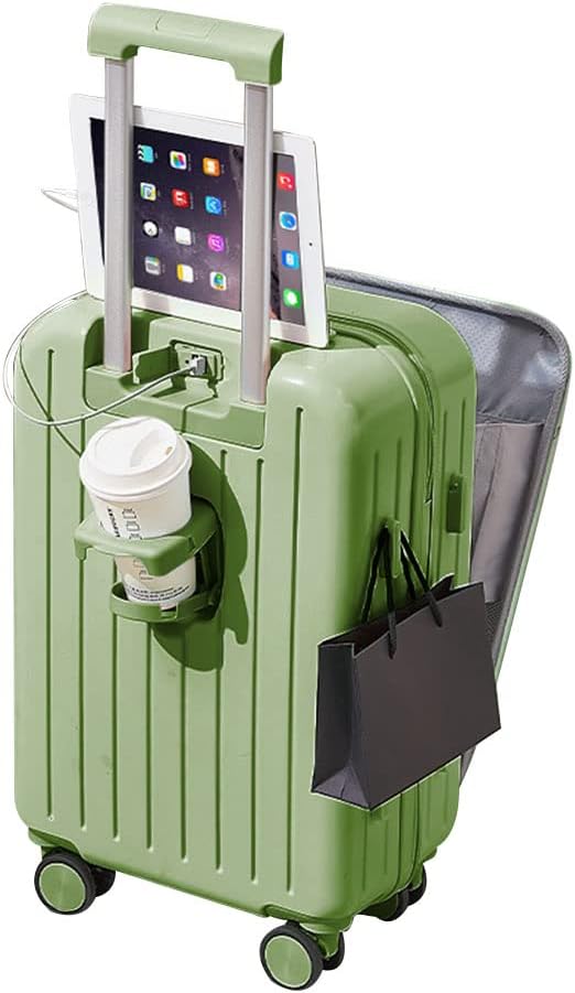 スーツケース 機内持ち込み キャリーバッグ キャリーケース 可愛い フロントオープン USBポート カップホルダー ダブルキャスター PC材質 耐衝撃 大型 軽量 静音 旅行 出張|Libre777