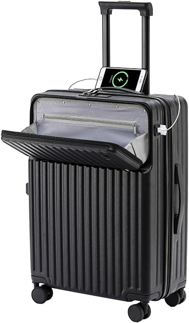 スーツケース キャリーバッグ キャリーケース 機内持込 フロントオープン 軽量 USB充電口 usbポート付き 大型 大容量 静音 多機能 ダブルキャスター 耐衝撃 360度回転 ダイヤル式ロック フ|Libre777