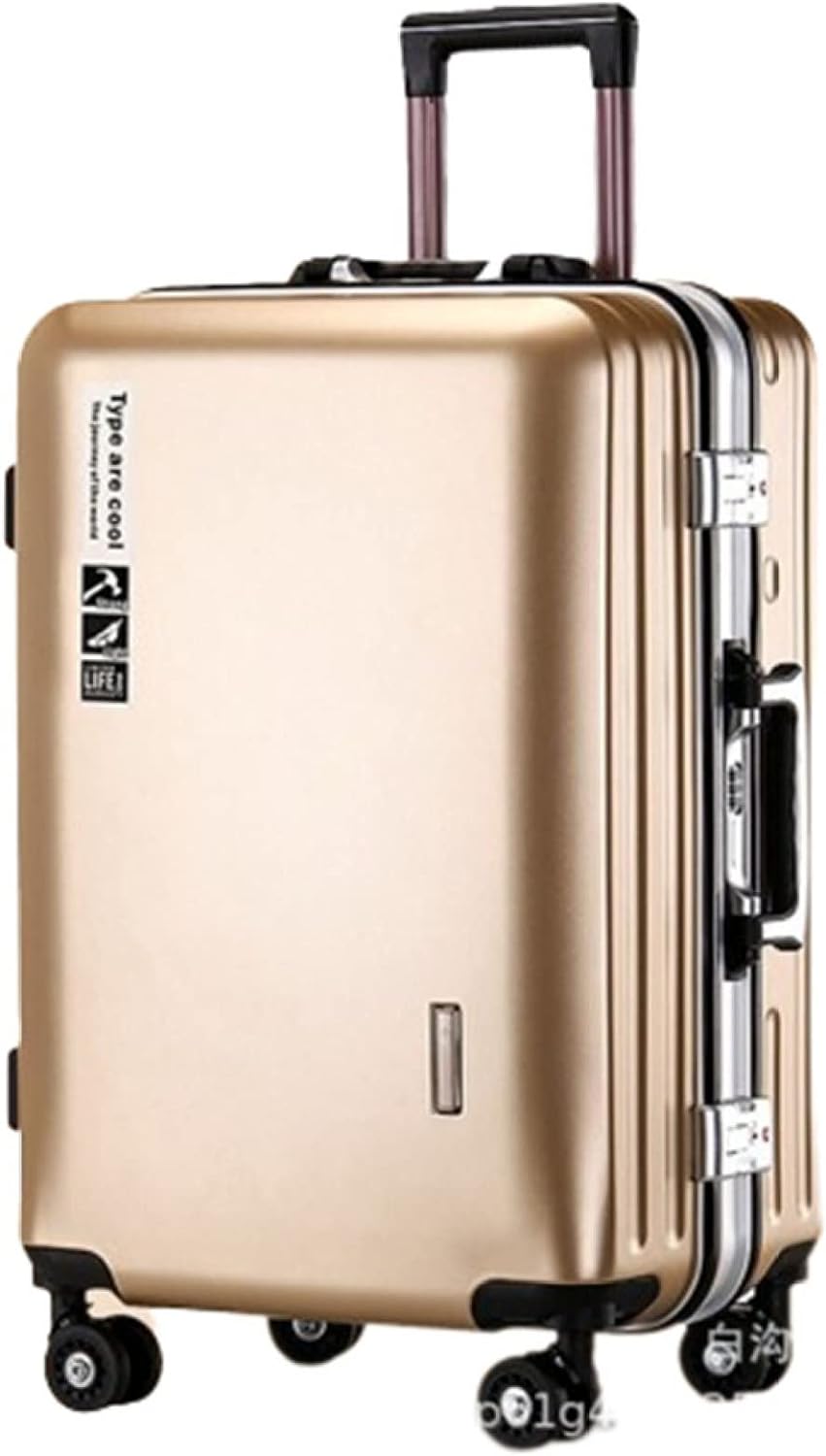 スーツケース キャリーケース 45L キャリーバッグ TSAロック搭載 USB充電口 アルミフレーム 超軽量 大型 耐衝撃 静音 ダブルキャスター 360度回転 旅行 ビジネス 出張 ゴールド Mサイ